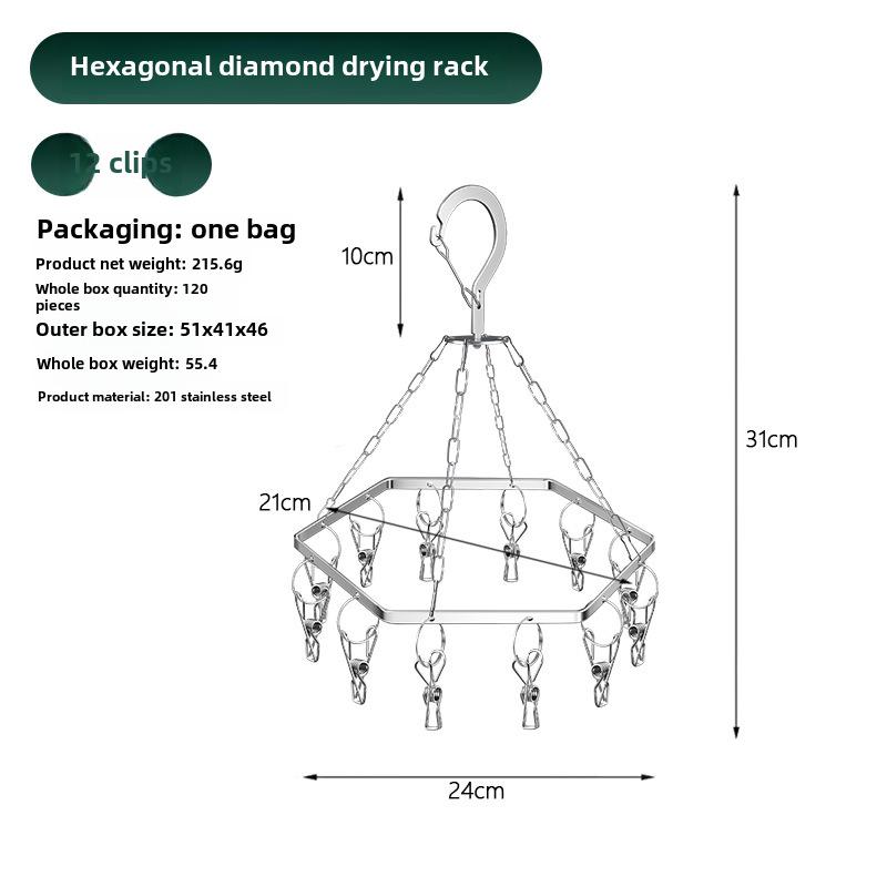 

Стойка для носков из нержавеющей стали с 30 ветрозащитными зажимами для сушки носков и нижнего белья