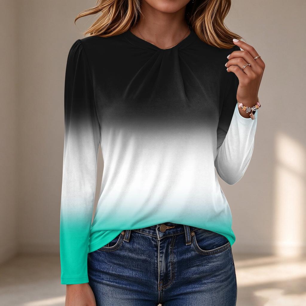 Women's Long Sleeve Knot Neck Casual Blouse Top for or Everyday Wear