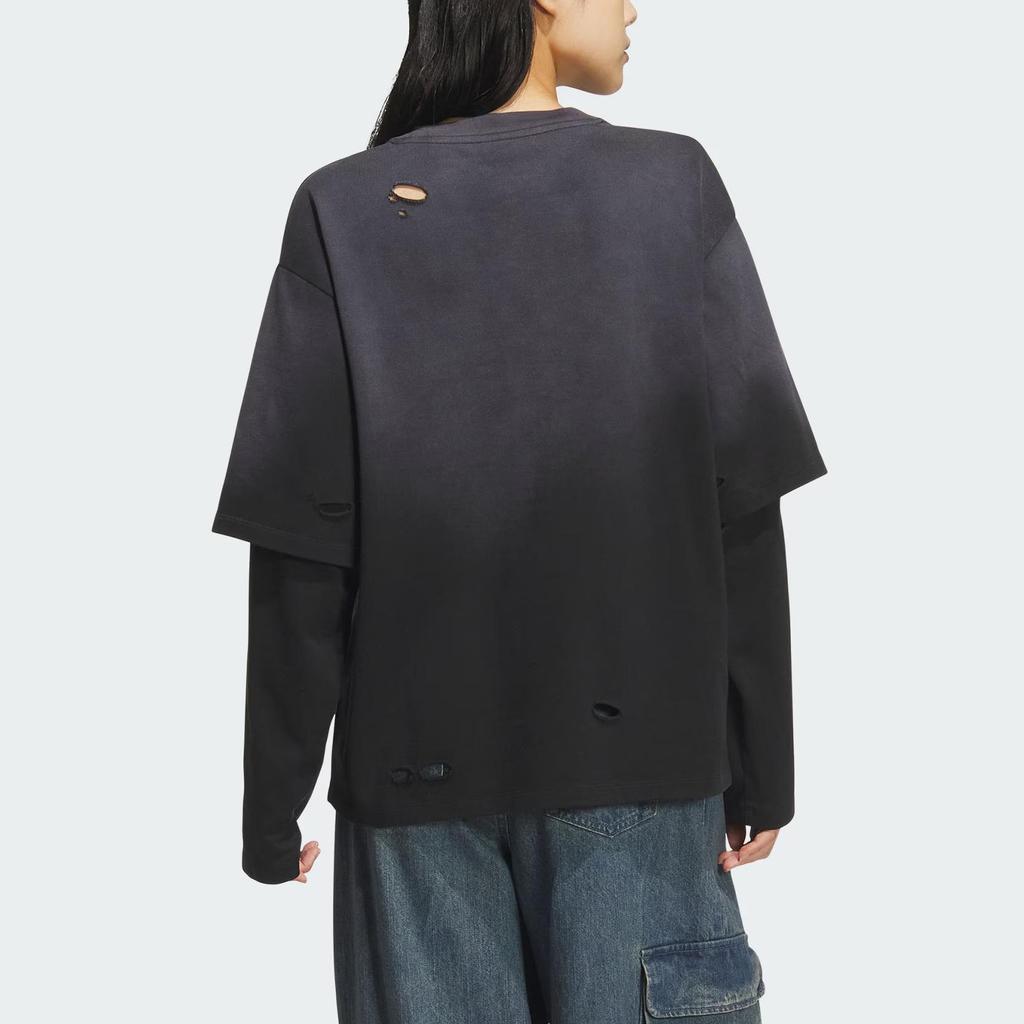 adidas Originals T-shirt de sport tissé 2 en 1 à manches longues et col rond pour femmes KS6112