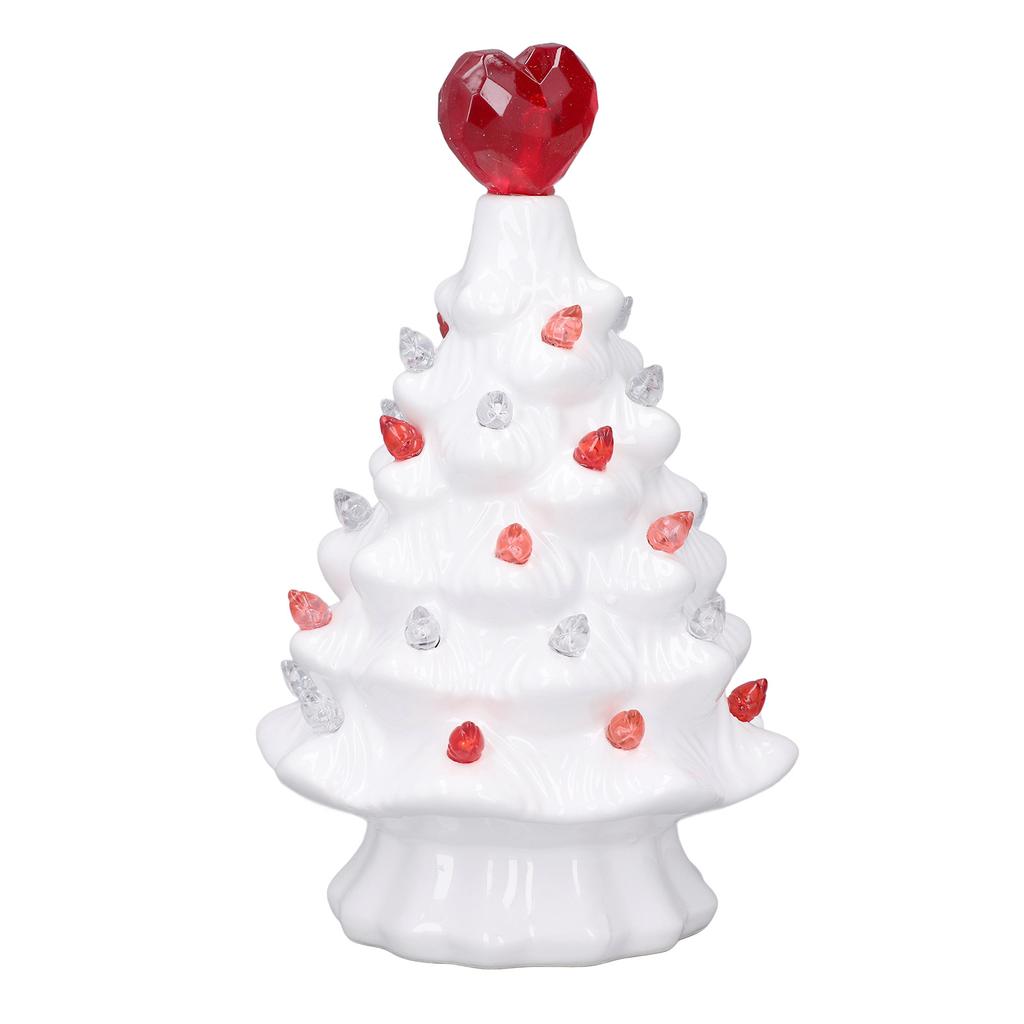 White Ceramic Tree LED Light Up Tabletop Tree Heart Topper Vintage Retro Centerpiece for Holiday Par