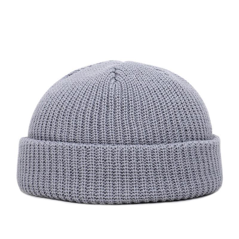 1Pc Acrylic Fiber Casual Men's Short Fisherman Beanbie Hat Mini Autumn and Winter Warm Knitted Hats Hip Hop Hat
