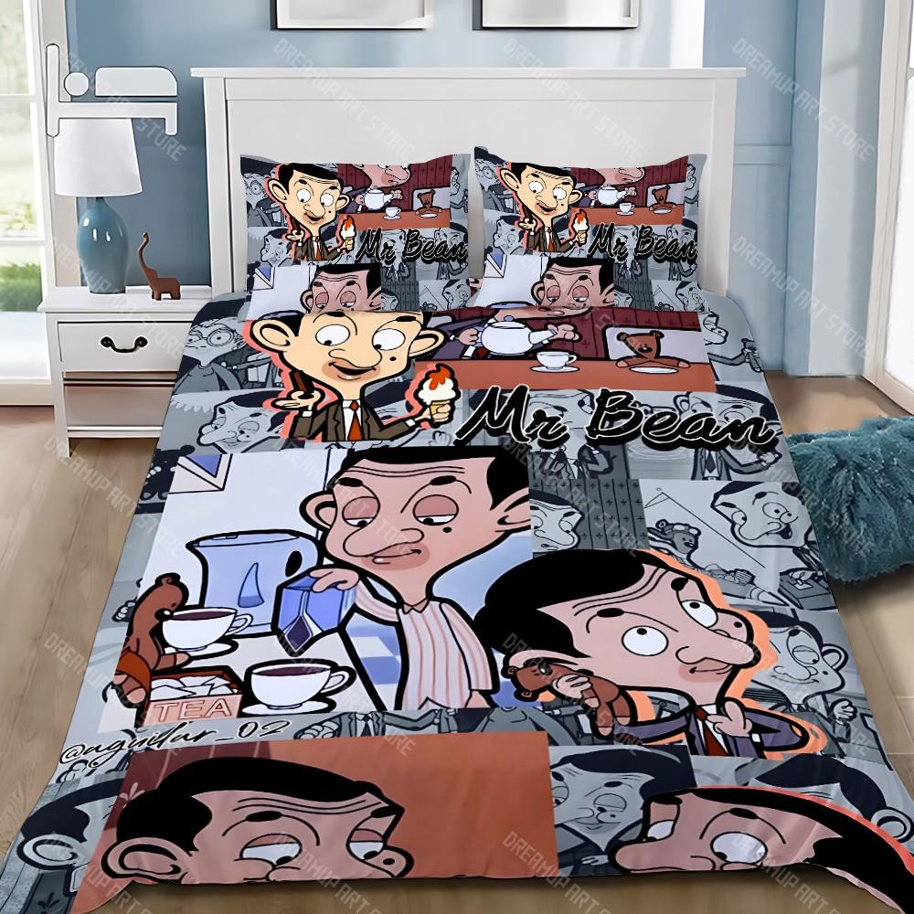 Cartoon Duvet Cover Pillowcase Bedding Set Adult Boy Mr B-Bean Girl Bedroom Decoration Children Gift Single Double Large Size