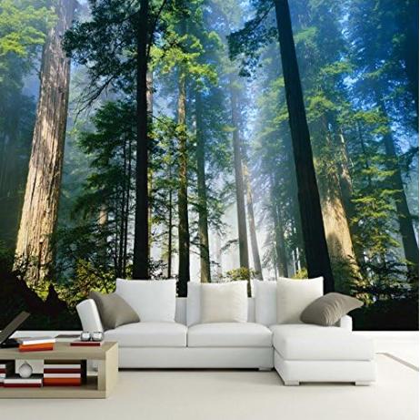 

Natural Fog Tree 3d Wall Mural Forest Wallpaper Sunshine Wall Paper Living Room Bedroom Home Mural 200 cm(W) x 140 cm(H)