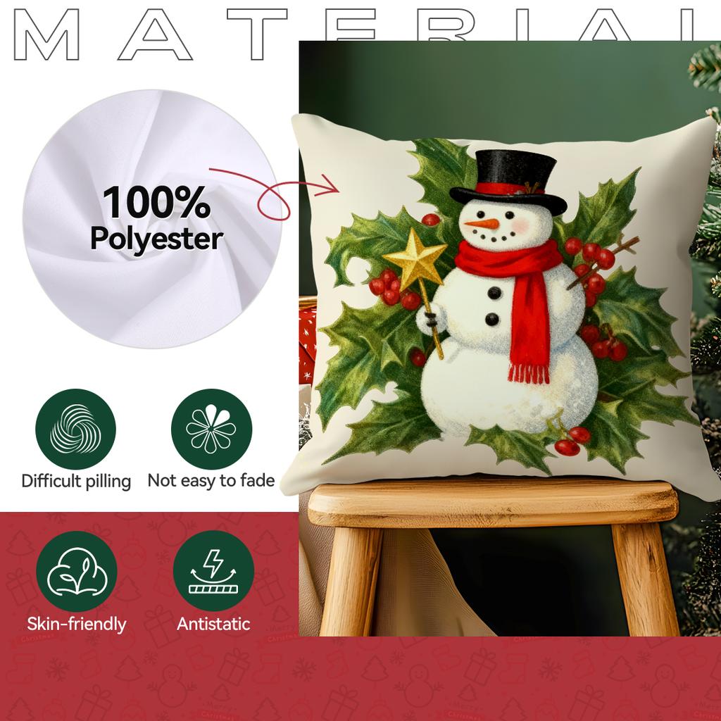 Retro Christmas Theme Pillowcase Printed Polyester 40/45/50Cm Throw Pillowcover Decorative Sofa Cushion Pillowslip Home Decor