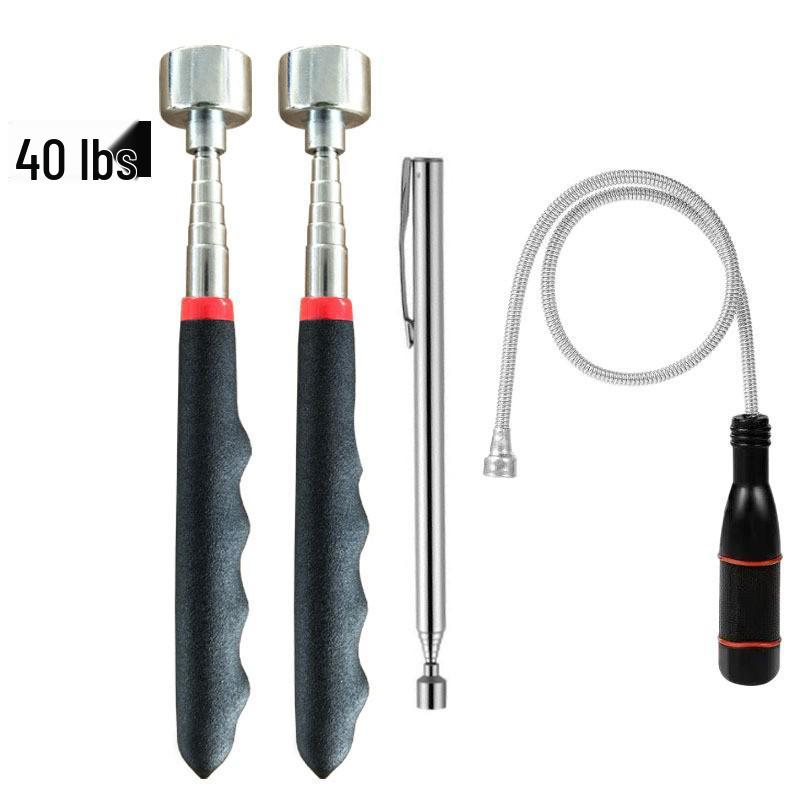 5-Piece Car Inspection Kit: Lighted Undercarriage Mirror, Telescopic Magnetic Pickup Tool, Reflective Chassis Mirror