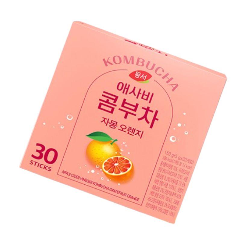 Kombucha Tea Powder Stick Grapefruit Orange Flavor 5g x 30 Sachets Korean Style Citrus Fruit Tea