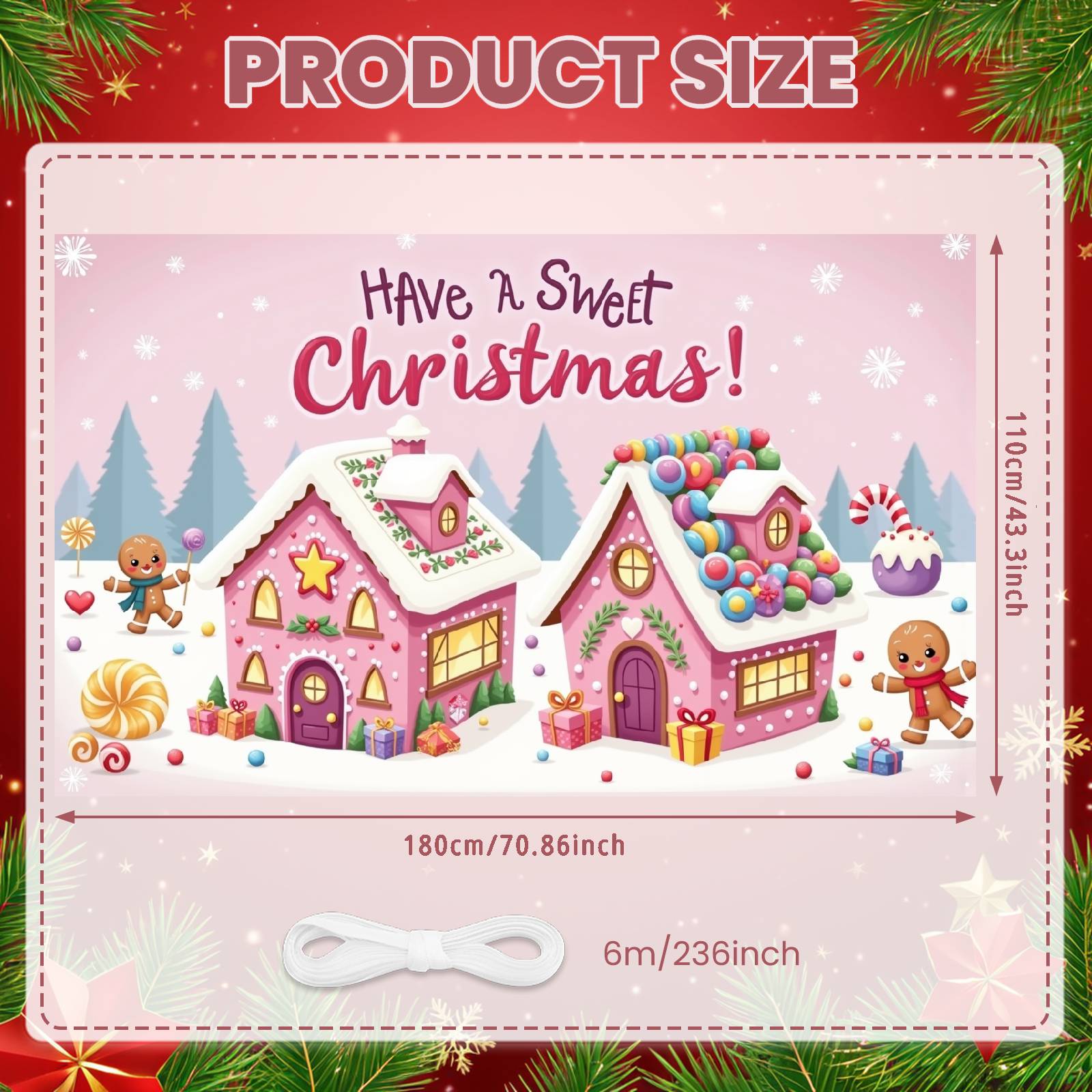 Candy Christmas Backdrop Gingerbread House Design Christmas Background Xmas Sweet Display Colorful Candy Christmas Candy Banner
