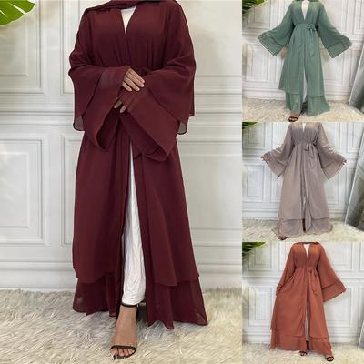 Dubai Abaya Chiffon Moda Cardigan Muçulmano Para Mulheres Modesto Robe Turquia Kaftan Ramadan Árabe Roupas Islâmicas