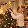 Star Topper for Xmas Tree Golden Topper Christmas Decor Plastic Window Decoration Shiny Five-Pointed Holiday