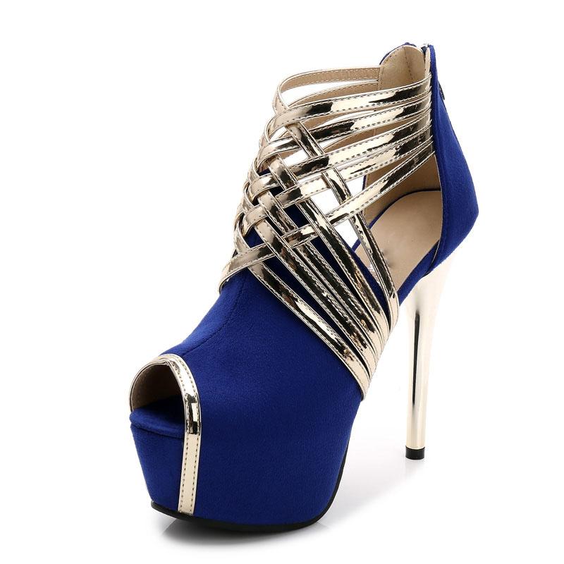 Mote Nye Sexy Peep Toe Tynne Hæler Sandaler Damepumper Kryssbundne Plattformpumper Bryllupsfestsko Pumper For Kvinner tyh6