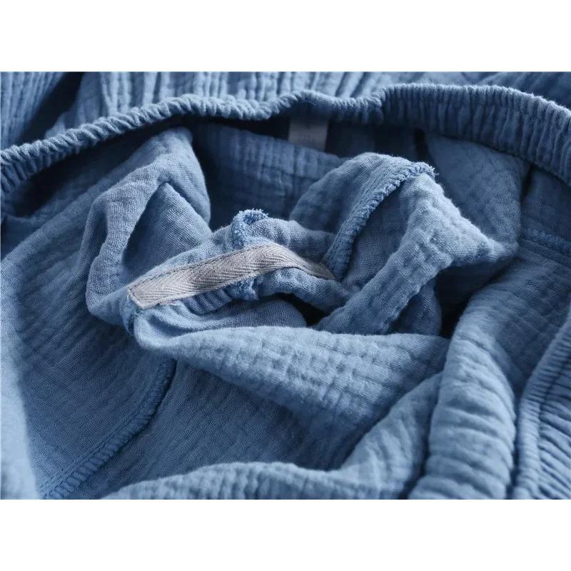 Spring New Products Men's Water Texture Crepe Gauze Suit Collar Pajamas Solid Color Button Home Set Qualities Mens Lounge Wear