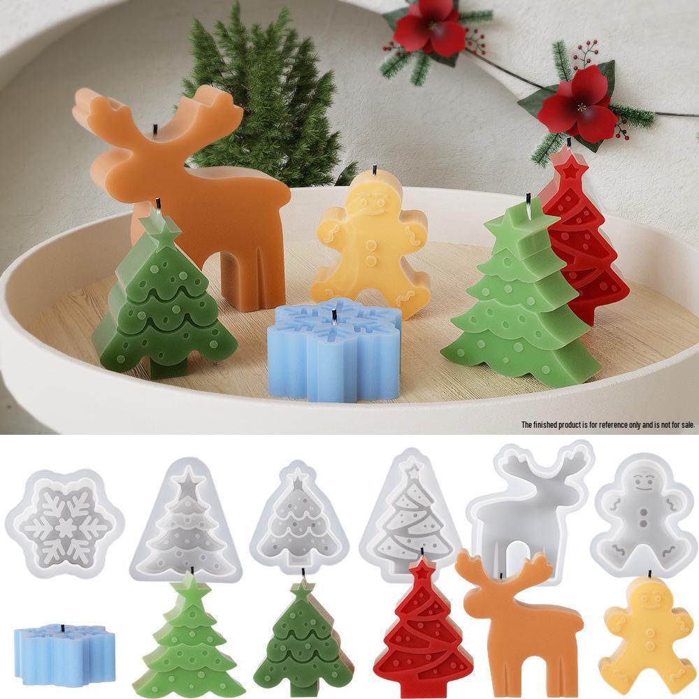 Epoxy Resin Christmas Ornaments: Snowflake, Snowman, Reindeer Mold Set for Plaster and Wax Candles