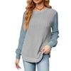 Modischer Damen Langarmpullover mit Farbblockdesign und lockerem Rundhalsausschnitt