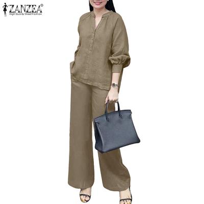 Women Long Sleeve Blouse and Pants Casual Two Piece Suit Sets