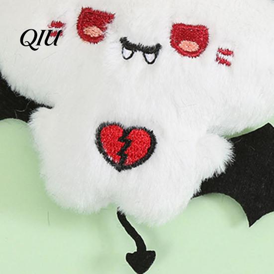 Devil Bat Backpack Charm Halloween Bear Plush Pendant, Stuffed Bag Charm, Decor Pendant Hanging Embroidered Animal Doll with Bead Chain, Party Favors