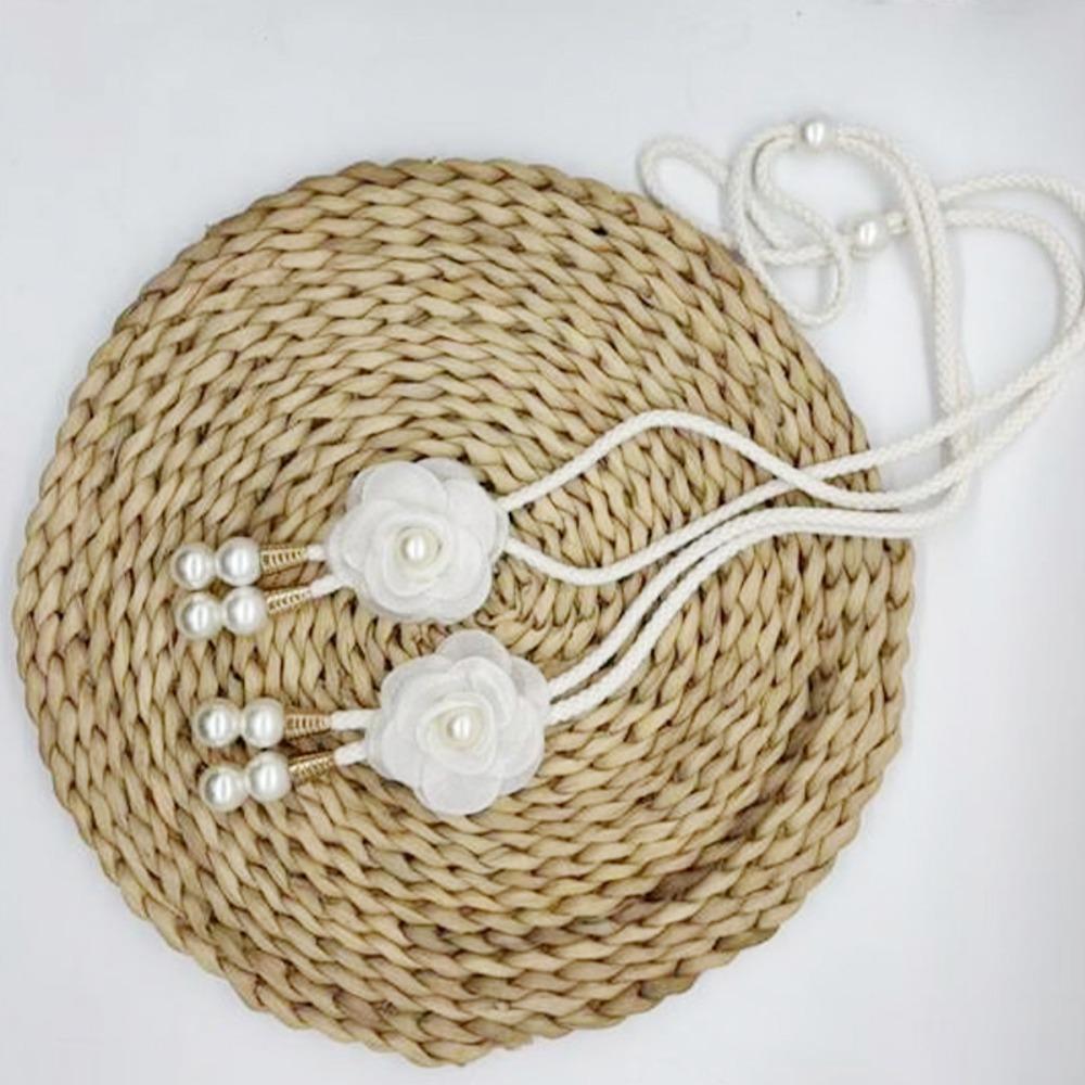 2PCS Adjustable Pearl Curtain Buckle Beautifully Curtains Tie Rope Camellia Curtain Tieback  Home