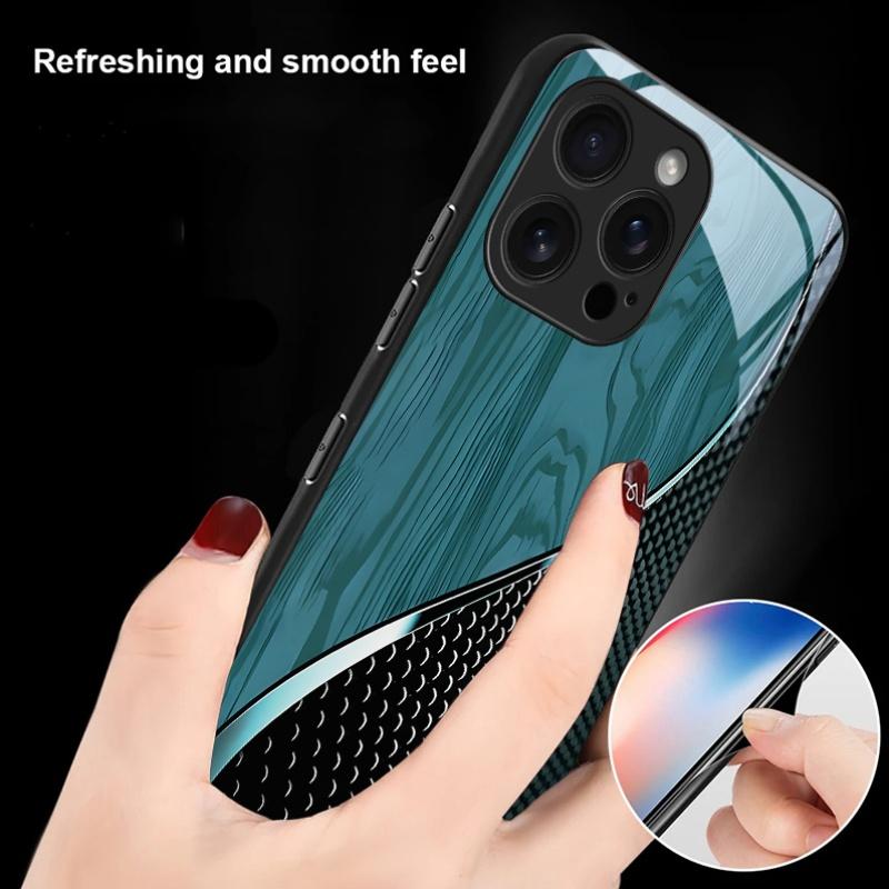 Texture and Scale Design Tempered Glass Phone Case Suitable for iPhone 17 16 15 14 13 12 11 Pro/Max/Plus Shockproof Back Cover