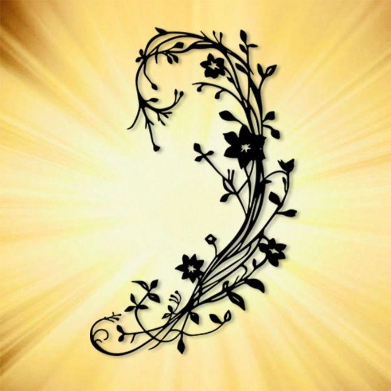Retro Wrought Iron Wall Panels Black Gold Flowers Living Room Garden Decor