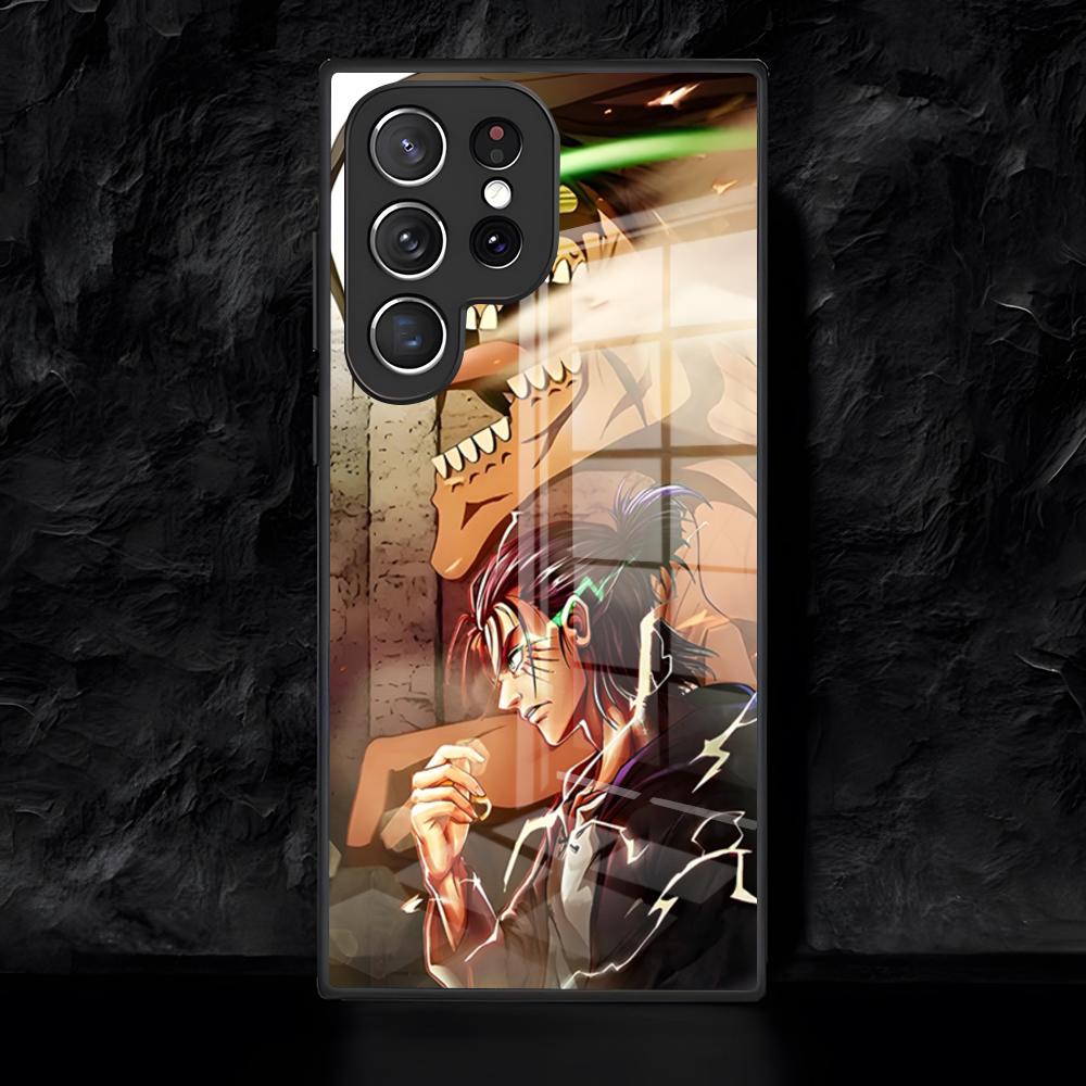 

Чехол для телефона A-ATTACK ON T-TITAN для Samsung S26 S25 Edge Ultra 24 23 22 21 Ultra Plus Fe A55 56 15 4G 5G Стеклянная крышка Galaxy A56 5G