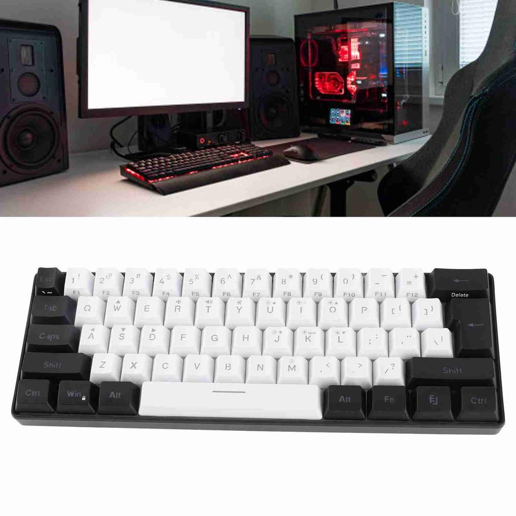 Gaming Keyboard USB 61 Keys RGB Backlit Ergonomic Contrast Color ABS Keycaps Wired Keyboard for Desktop Laptop Travel