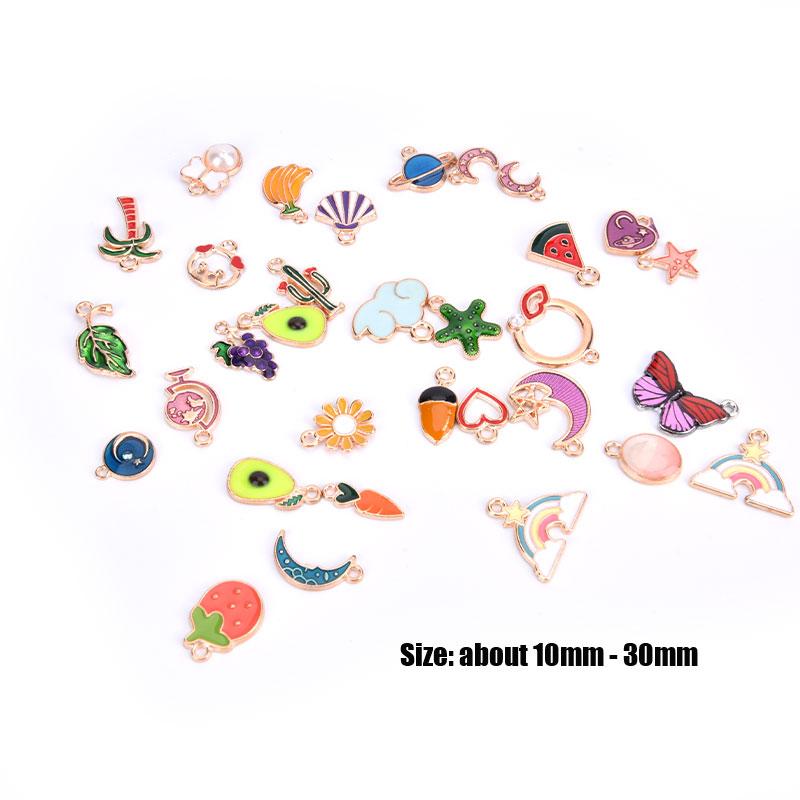 100Pcs Different Styles Mix Size Color Alloy Metal Drop Oil Charms Gold Pendant