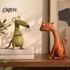 Decorative Accents for Indoor Spaces Resin Farmhouse Cat Figurine, Creative Country Style Animal Statue, Rustic Modern Crafts Shelf Mouse Sculpture