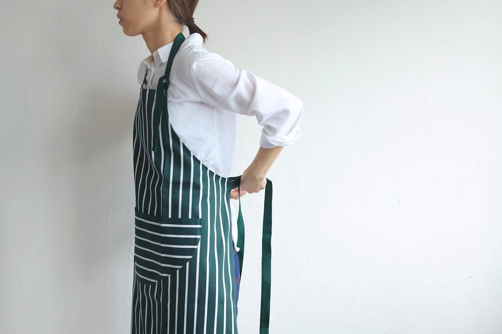 Stripe Apron Green Short [Marks International] Butcher's DX-101GR