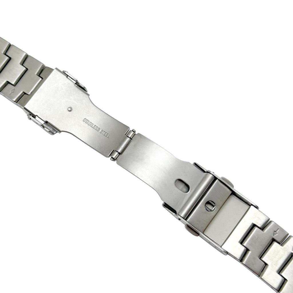 Casio EF521 Armband aus massivem Edelstahl mit doppelter Sicherheitsfaltschließe und speziellem gewölbtem Anschluss, 21 mm