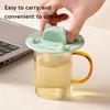 Cat Cup Lid Silicone Cover Heat-Resistant Non-Slip Hot Beverage Lid with Tea Bag Slot Cat Head Shape Microwave Dishwasher Safe Cup Lid