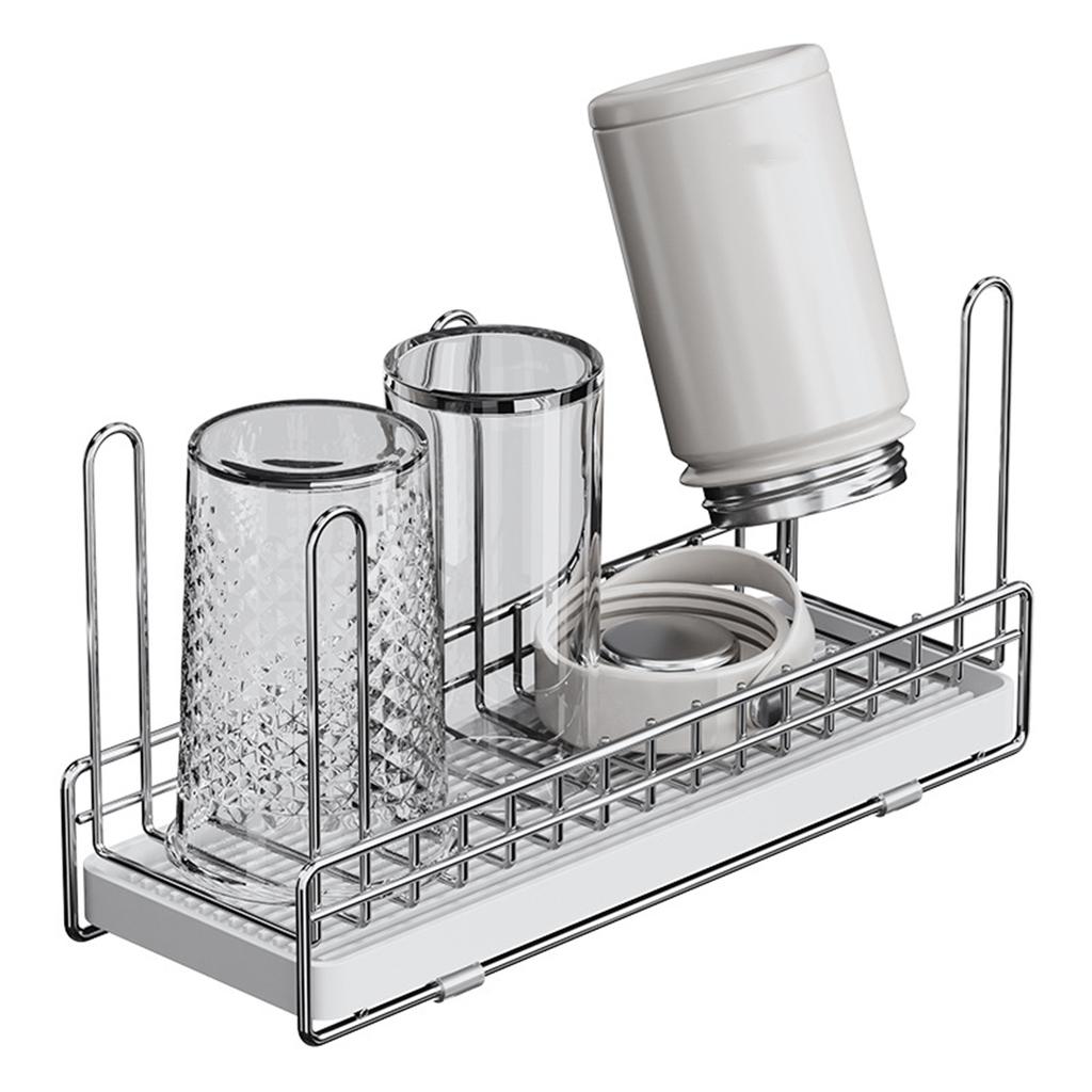 Space Saving Stainless Steel Utensil Drying Rack with Drainage Tray for Kitchen Sink Cabinets and Drawer Organization
