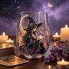 Regalo Stile Fantasy per Amici Tazza in Vetro Strega Magica, Bicchiere Trasparente Tema Retro Halloween, Vetro con Stampa Motivo Unico Decorazione Gotica di Nicchia