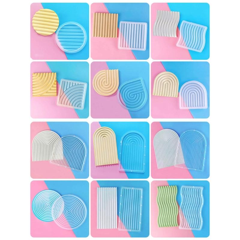 Striped Coaster Silicone Molds for Resin Casting Arch Door Coaster Tray Molds Epoxy Casting DIY Craft Cup Mat Resin Mold
