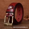 Pasek Męski Skórzany 3.8Cm Skóra Bydlęca Pierwsza Warstwa Miedziana Klamra Personalizowany Tkany Pasek Casualowy Sprzedaż Zagraniczna