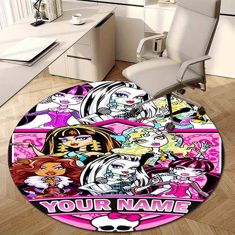 Personalized M-Monster High Draculaura Round Chair Office Rug - Perfect for Mat, Office Chair & More - Ideal Gift for Birthdays and Holidays