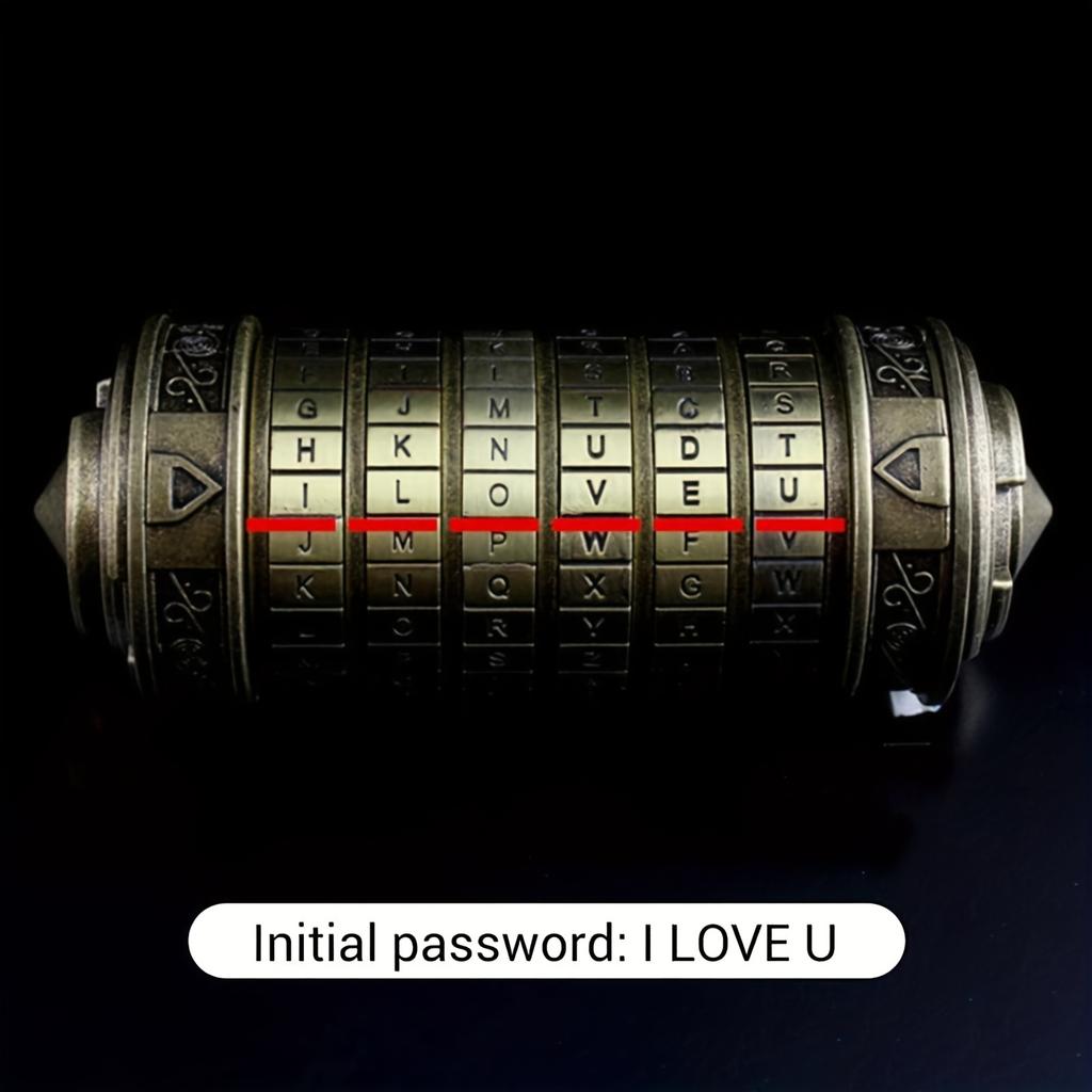 Vintage Golden Retro Cylinder Lock Box with Combination Dial, Secure Jewelry, Ring Storage, Ideal for Wedding Bands  Keys,