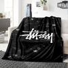 Camo Filled Signature Logo Flannel Blanket, Black Base Street Graffiti Style Soft Throw Blanket