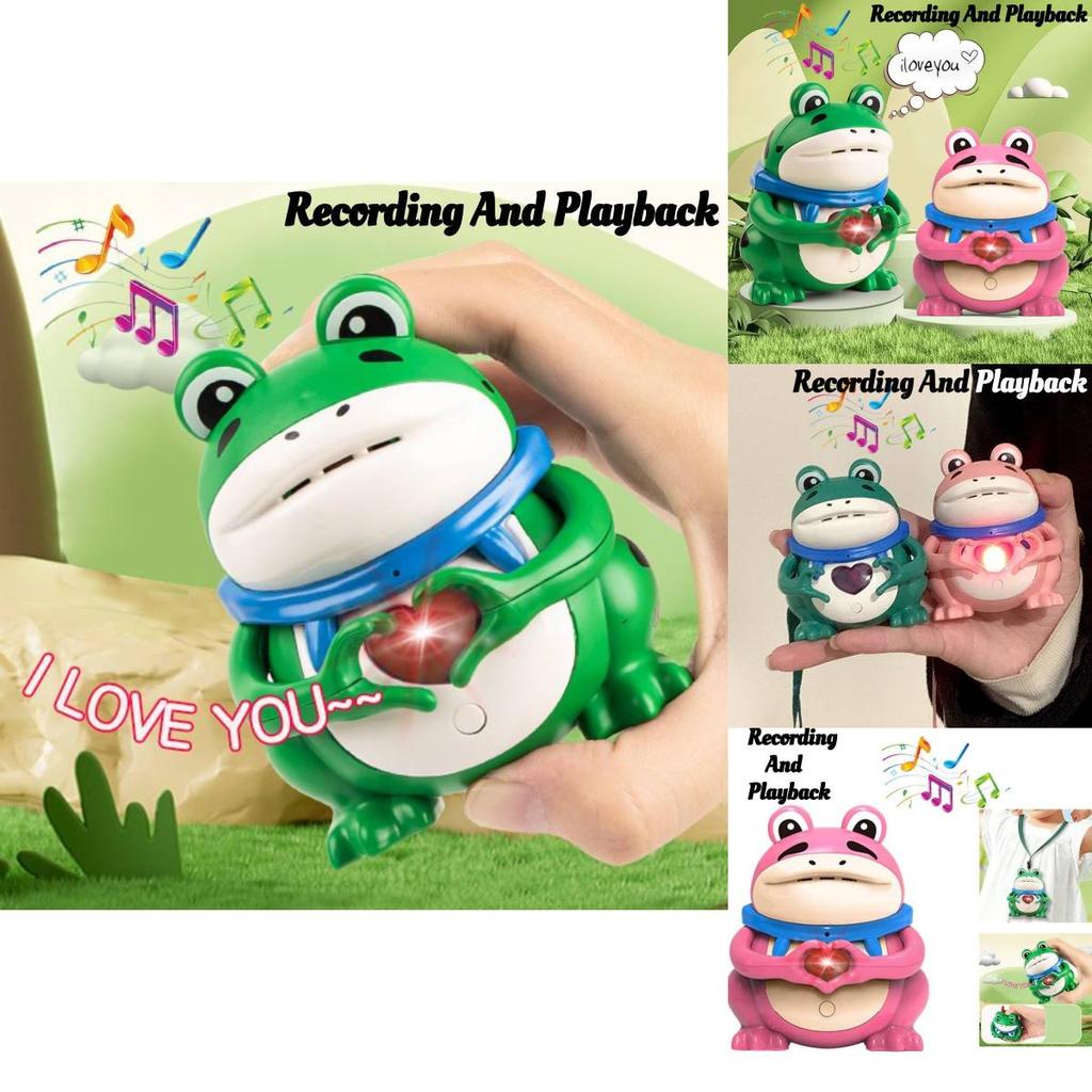 Cute Green And Pink Heart Frog Light Up Love Messaging Recording Fun Car Decoration