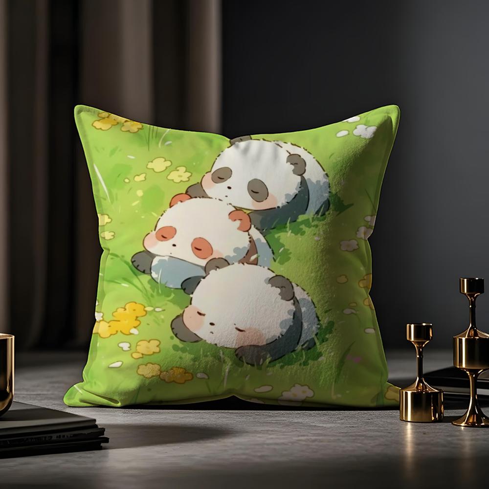 Cartoon Drawing Animal Cushion Cover Anti-dustmite Pillowcase Invisible Zipper Silky Short Plush Sofa Cushion Cover