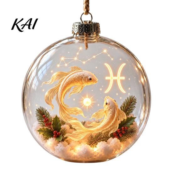 Decorative Spheres for Home Lighted Zodiac Christmas Ornament, Glowing Sign Ball with Warm LED, Acrylic Xmas Balls Party 3D Clear Hanging Pendant Tree