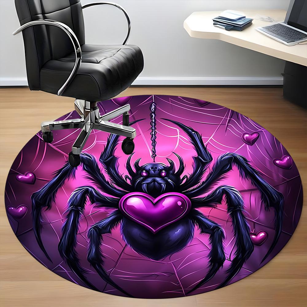 1PC Spider Web Office Round Area Rug, Mat Suitable For Office, Under Office Chairs Bedroom Living Room Home Decor, Room Deco