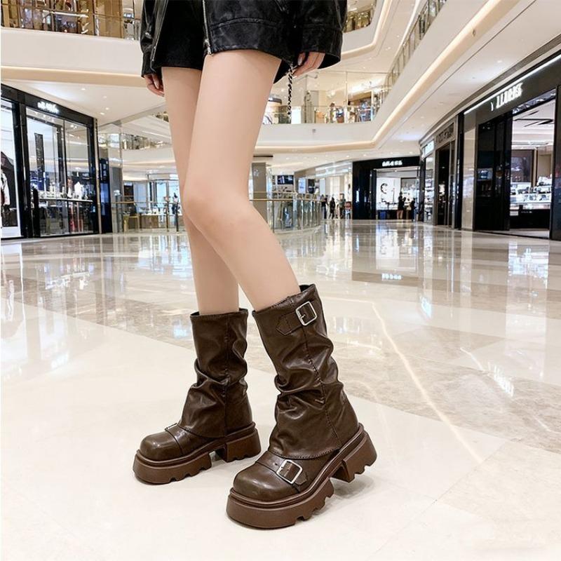 High-end Shoes, Short Boots, Women's Shoes, New Thick-soled Elastic Trouser Shoes, Slim Boots