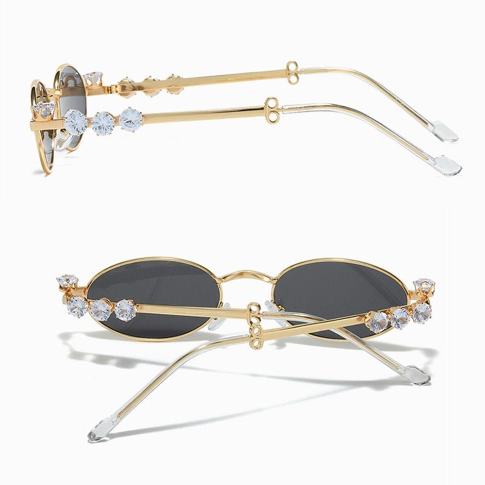 Y2k Rhinestone Sunglasses Bling Anti-Blue Light Spectacles Convenient Oval Women Sunglasses  Travel