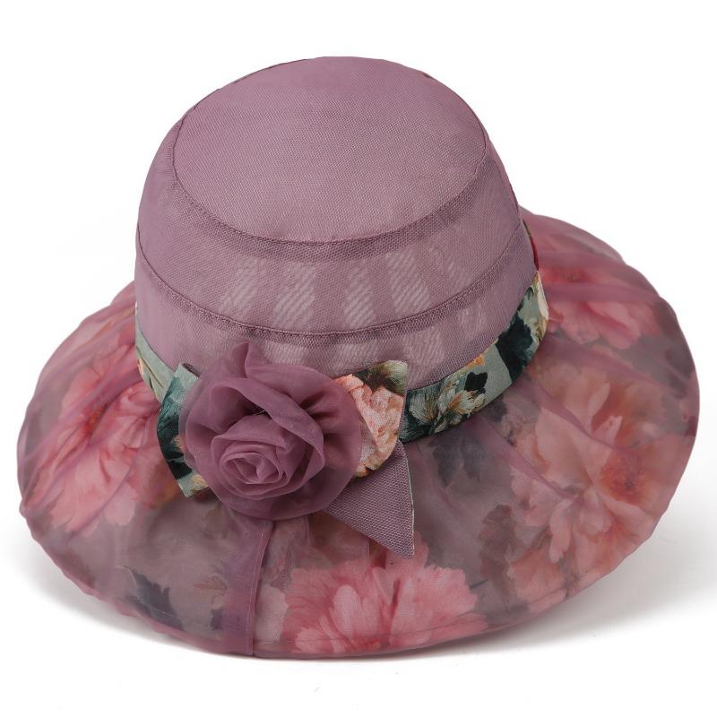 Summer fashionable and elegant sunscreen sun basin hat mesh breathable big eaves bucket hat outdoor sun hat children