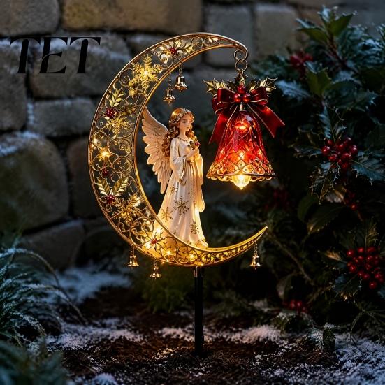 Decorative Pathway Lighting for Patios Solar Christmas Yard Stakes Light, Nutcracker Soldier/Angel/Red Bird/Snowman Outdoor Garden Lamp, Gift