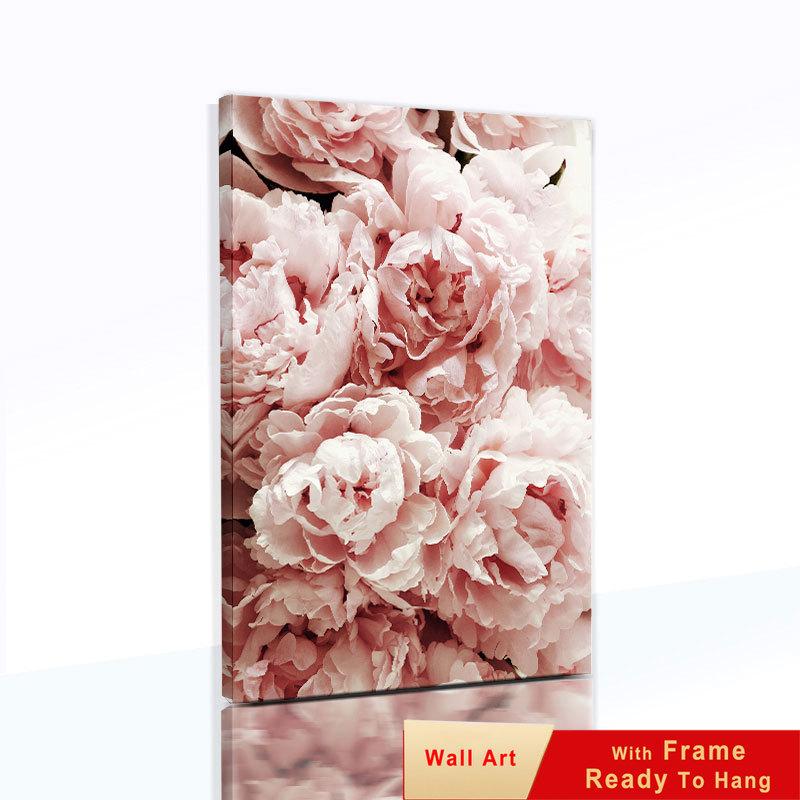Pink Wall Art Peony Flowers Posters Pictures Quotes Bedroom Wall Decorative Prints Wall Painting for Living Room Decor Art