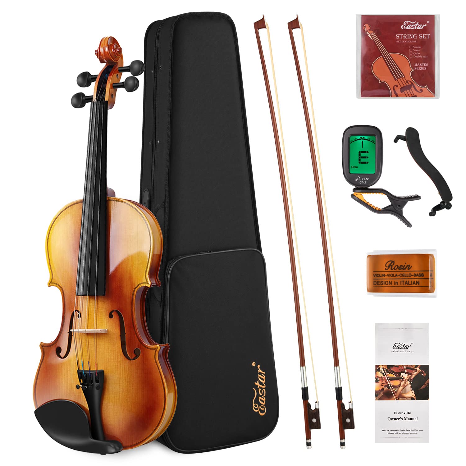 

Eastar Violin 44 Solid Wood Violin Set with Two Bows for Beginners and Advanced Players (EVA-330)