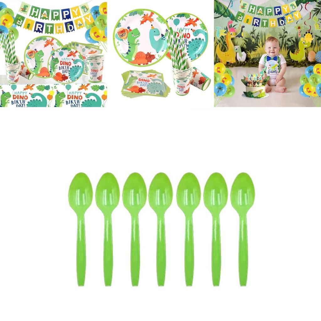 Colorful Cartoon Dinosaur Party Birthday Supplies Tableware Plates Cups Banner Set