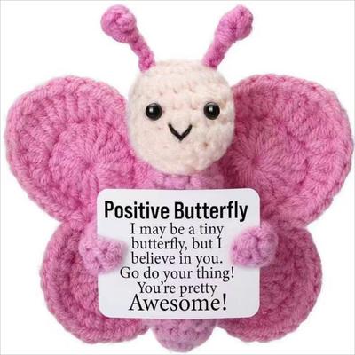 Positive Schmetterling Häkeln Niedlich Kreativ Emotionale Unterstützung Puppe Spielzeug Stricken Geburtstagsgeschenke für Weihnachtsfeier Dekoration Ornamente