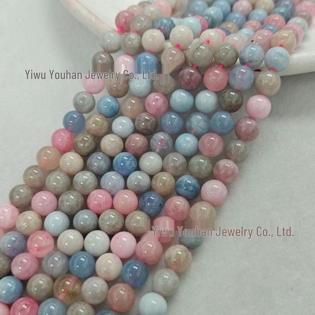 Natural White Stone Enhanced 6-10mm Round Beads String for Three-Color Alxa Bracelet Necklace Accessories