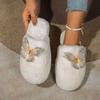 Plush Cotton Slippers 2024 Winter New Butterfly Girl Heart Indoor Home Warm Flat Bottom Non-slip Slippers Slides Zapatos Mujer